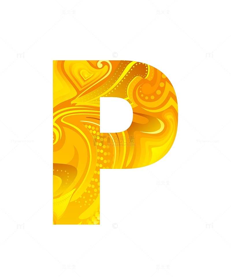 金色多彩叠加字母P