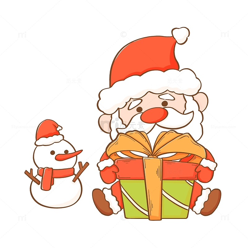 圣诞老人礼物盒雪人