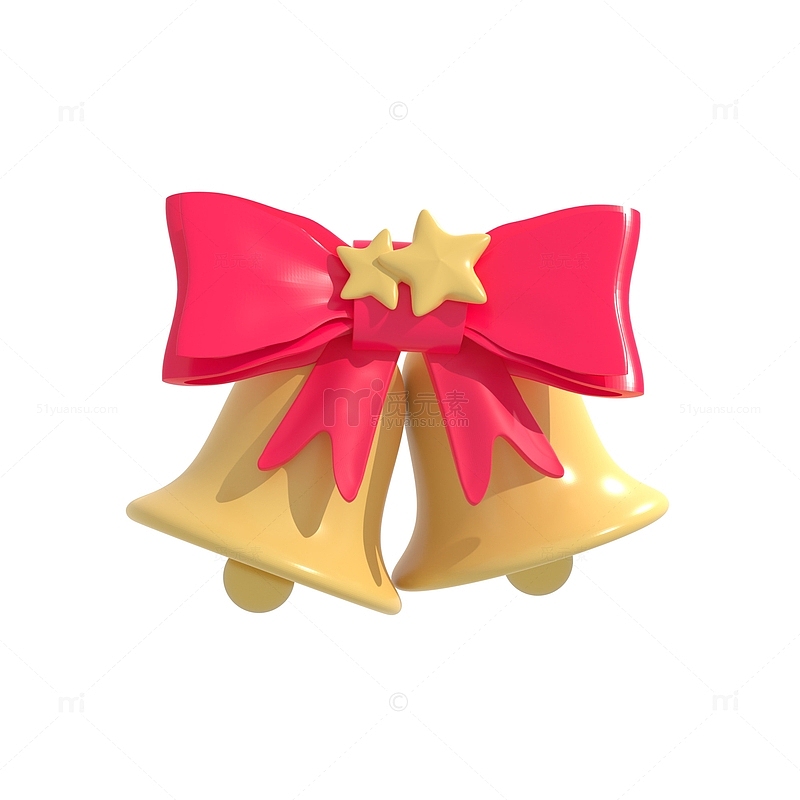 圣诞节3d立体可爱铃铛蝴蝶结节日装饰