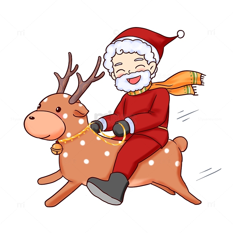 圣诞老人骑着麋鹿