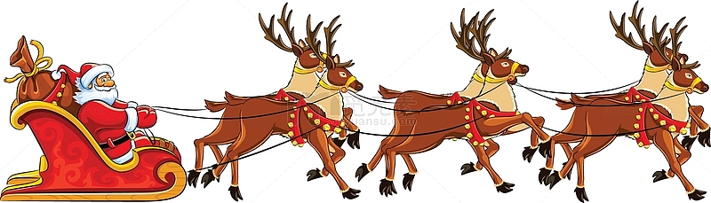 卡通圣诞老人和麋鹿