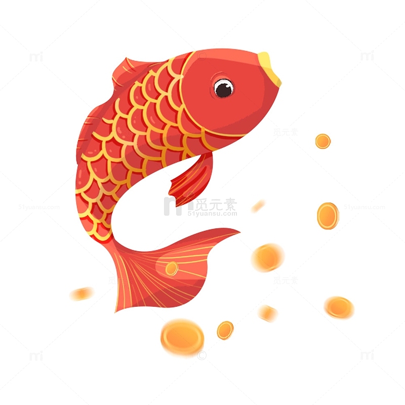 简约红色锦鲤鲤鱼