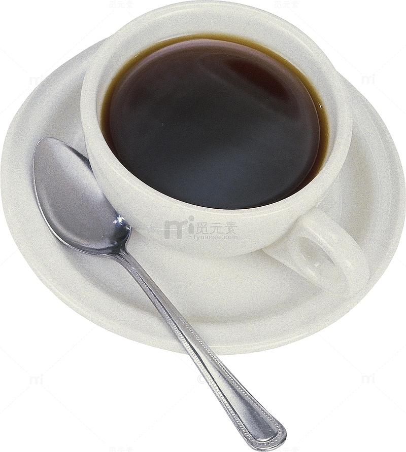 一杯黑咖啡和勺子
