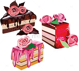 卡通巧克力蛋糕切块特写