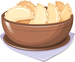 卡通手绘一碗饺子