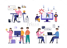扁平商务团队协作办公