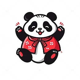 新年穿衣服的熊猫