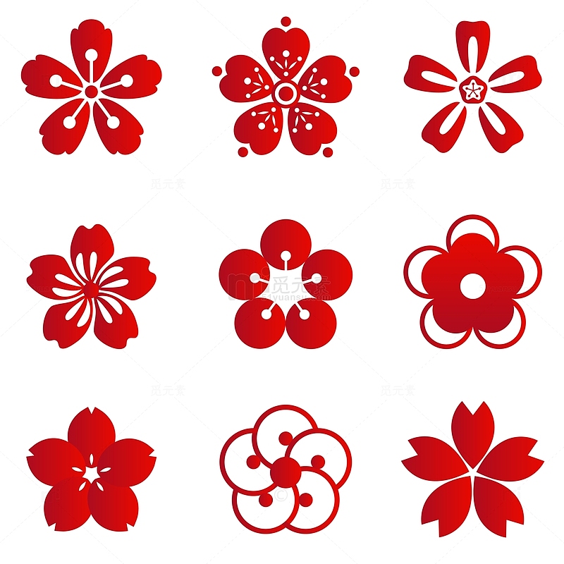中国风复古花朵装饰矢量元素