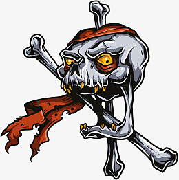 彩色纹身张嘴骷髅头