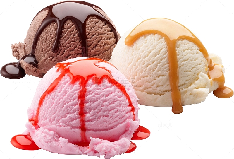 三种口味的冰淇淋