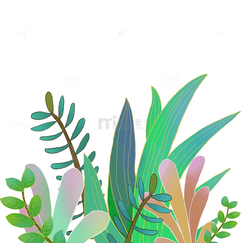 绿色植物插画装饰元素