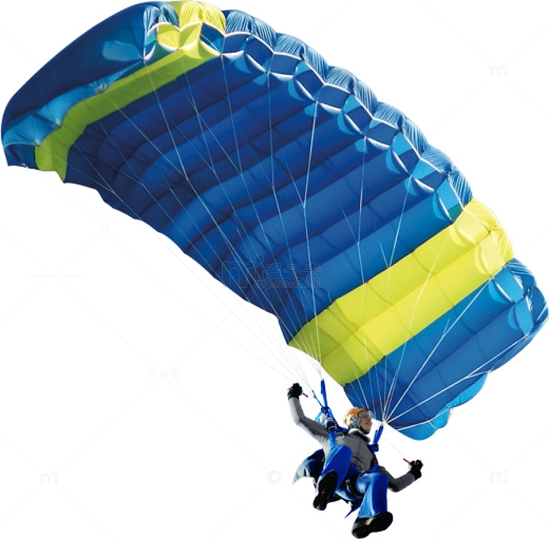 蓝黄间隔的降落伞