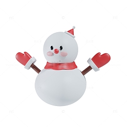 圣诞节红色3d卡通雪人免扣元素