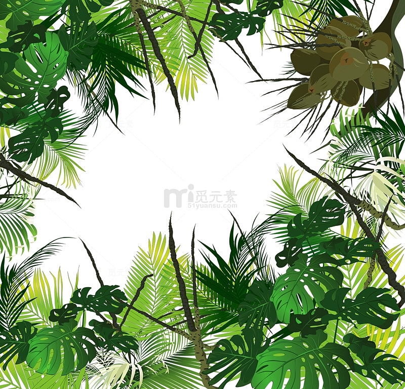 卡通热带雨林植物背景
