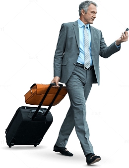 拉着行李箱的商务人士