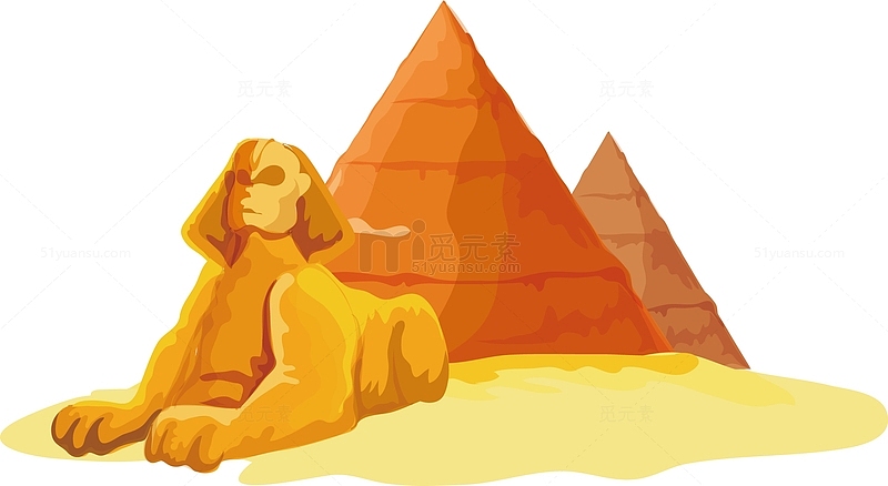 卡通狮身人面像和金字塔