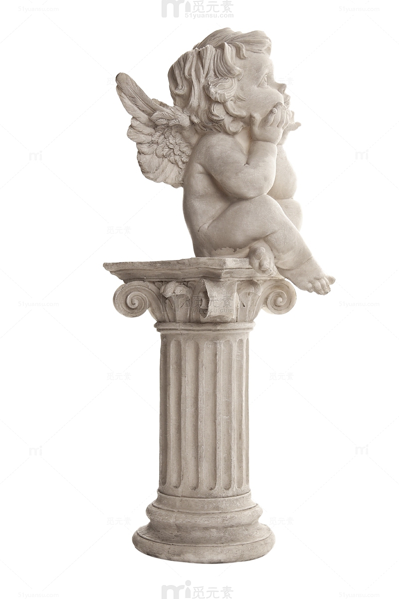 罗马柱上的小天使摆件
