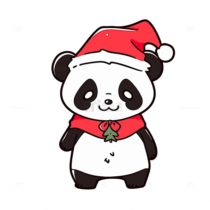 过圣诞节的熊猫