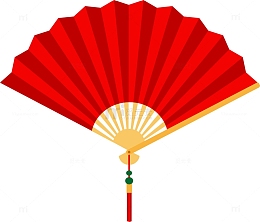 手绘红色扇子
