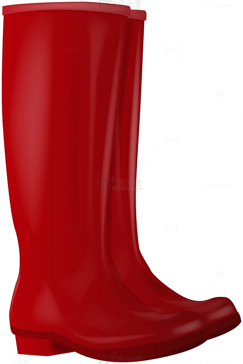 红色长款橡胶靴