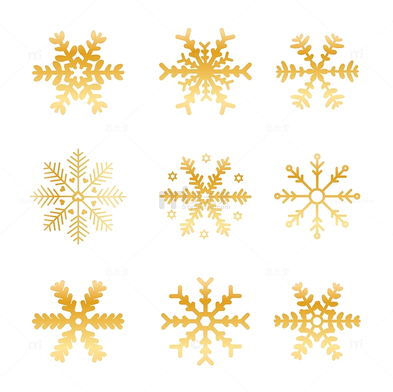 金色雪花装饰矢量图标元素