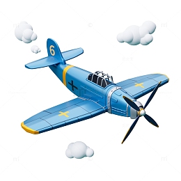 3D立体蓝色空中战斗机飞机模型