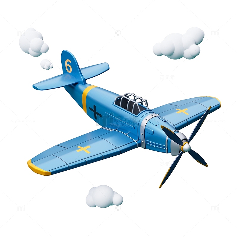 3D立体蓝色空中战斗机飞机模型