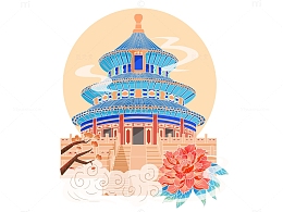 国潮元素古风建筑