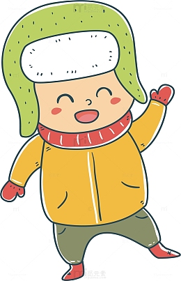 黄衣服冬日欢呼的孩子