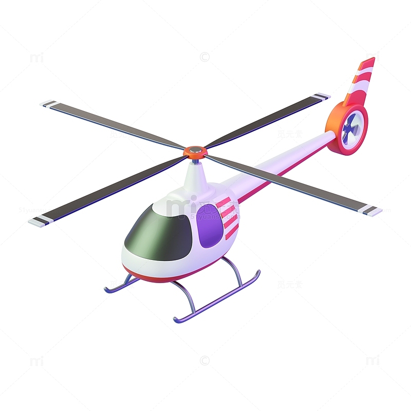 3D立体卡通螺旋桨直升飞机模型