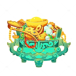 国潮财宝插画装饰元素