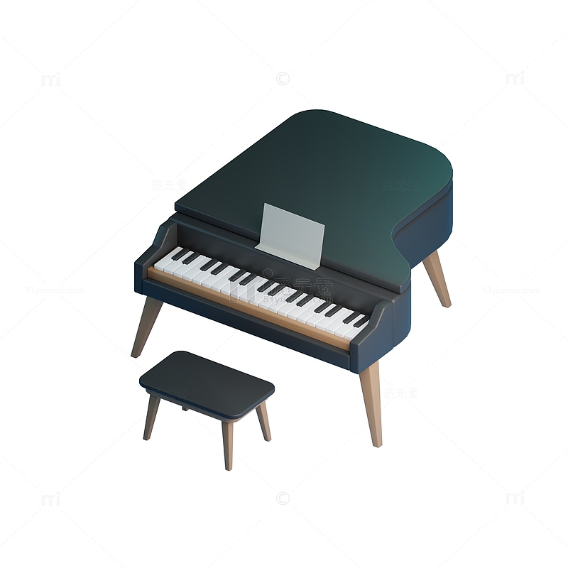 3D立体卡通黑色钢琴乐器模型