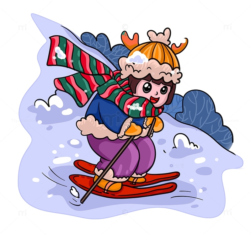 冬日里的滑雪女孩