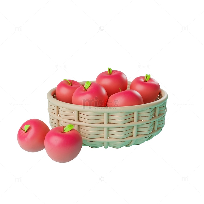 生鲜一篮子苹果水果篮子3D模型
