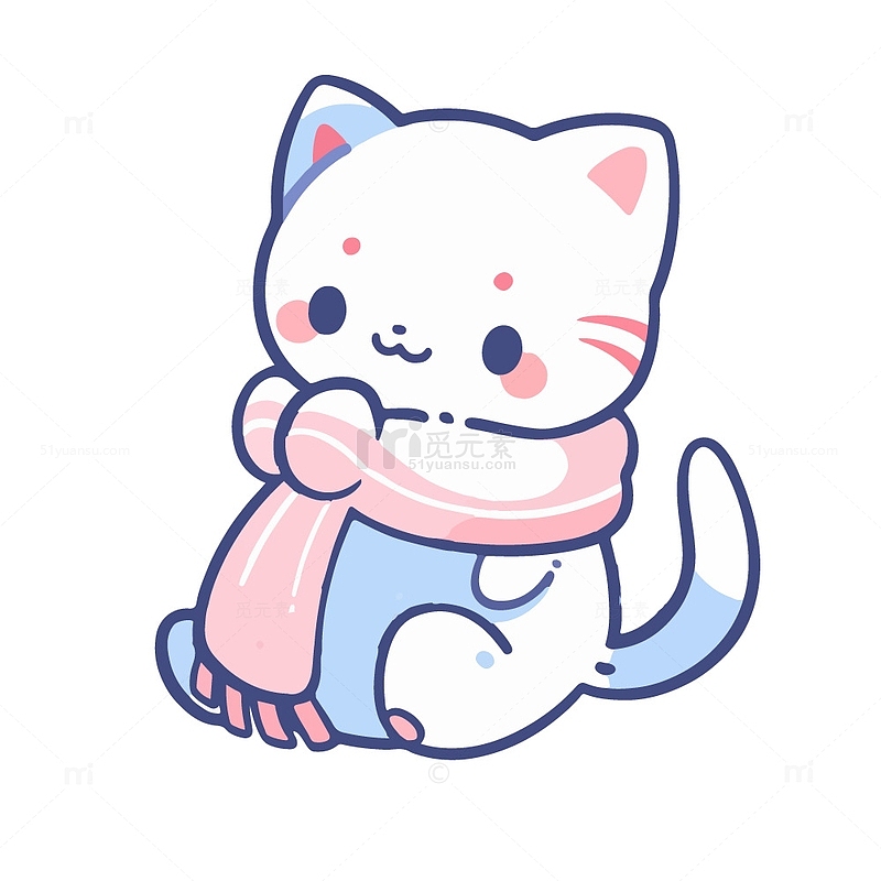 可爱的围着围巾的小猫咪