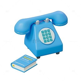 蓝色卡通电话机通讯录3D模型