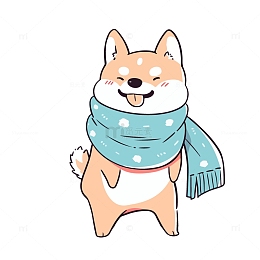 冬季戴围巾的小狗