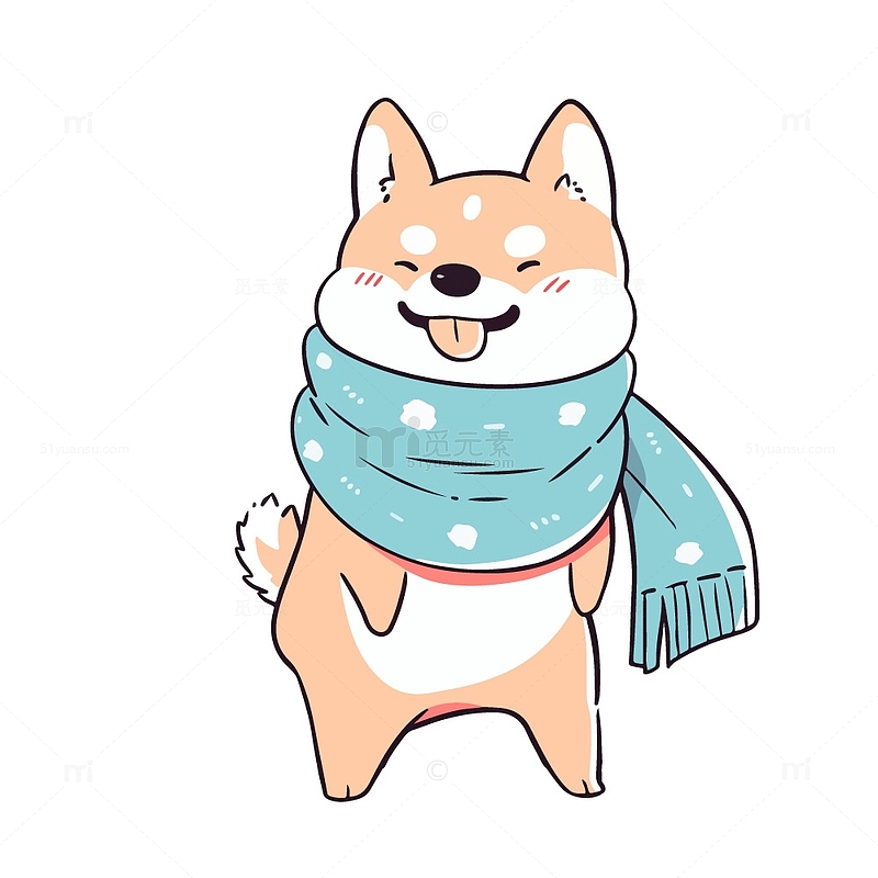 冬季戴围巾的小狗