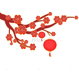 中国风新年春节立体灯笼梅花元素