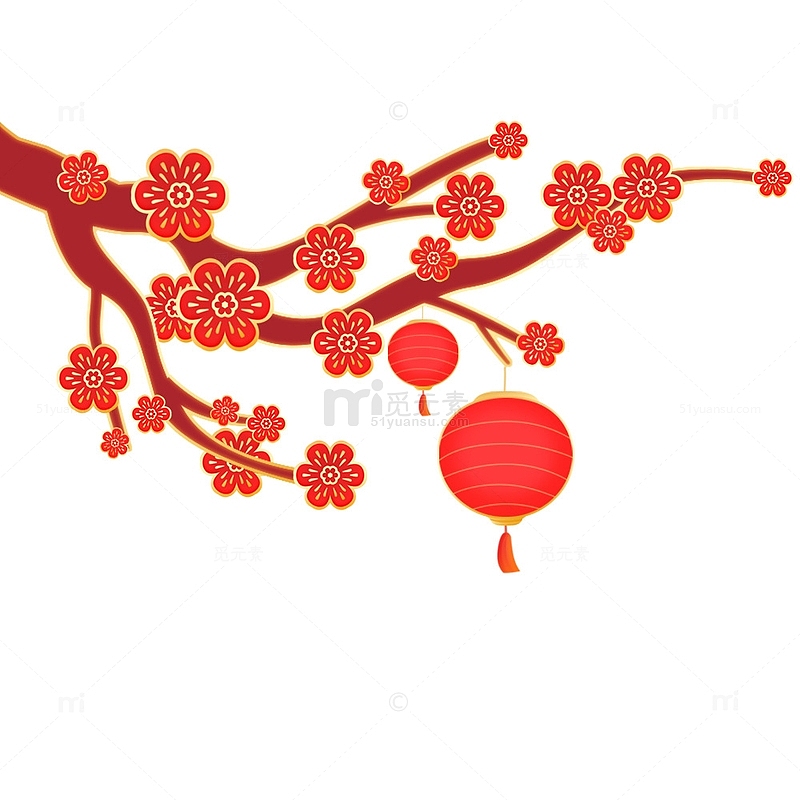 中国风新年春节立体灯笼梅花元素