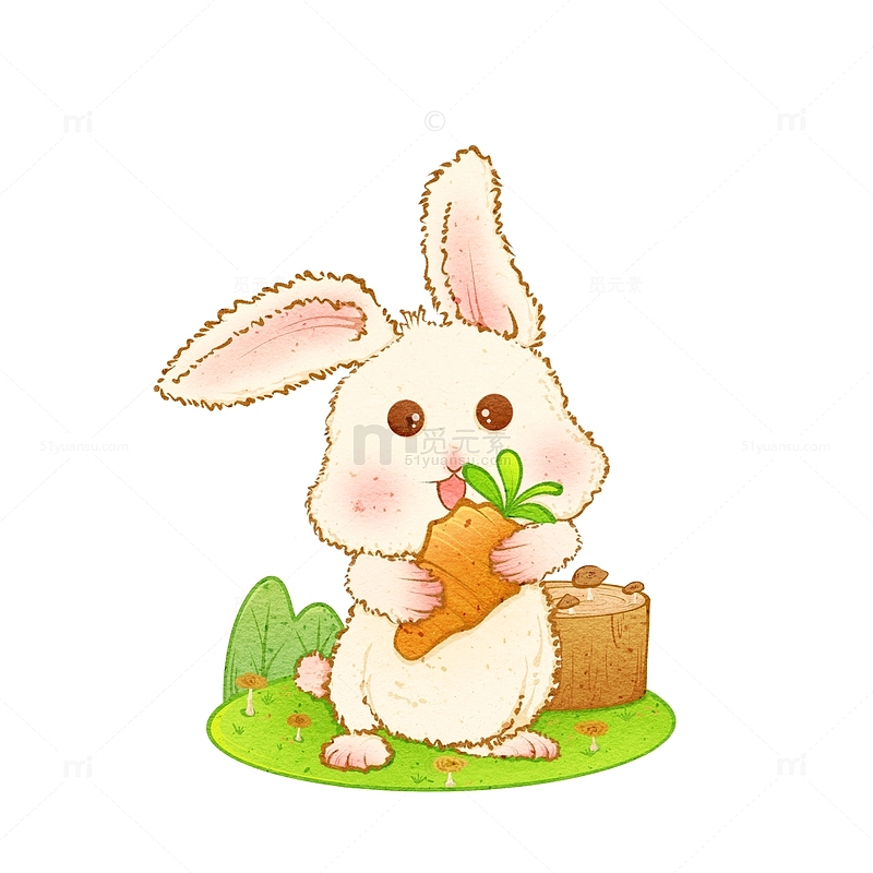 Q版动物插画元素兔子