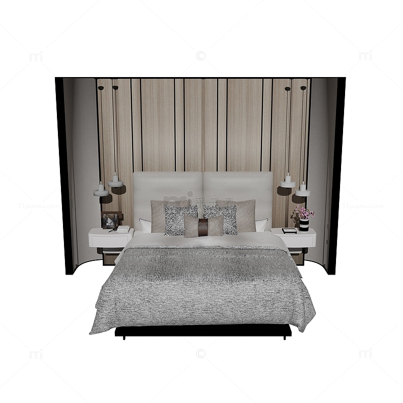3D立体卧室床墙面套装温馨家庭免扣元素
