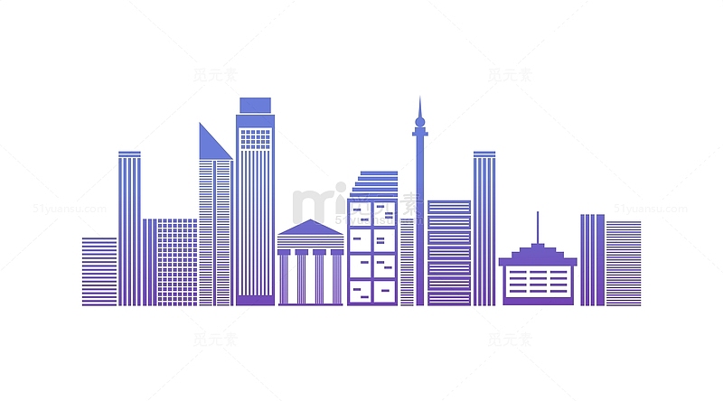 蓝紫渐变科技感城市剪影