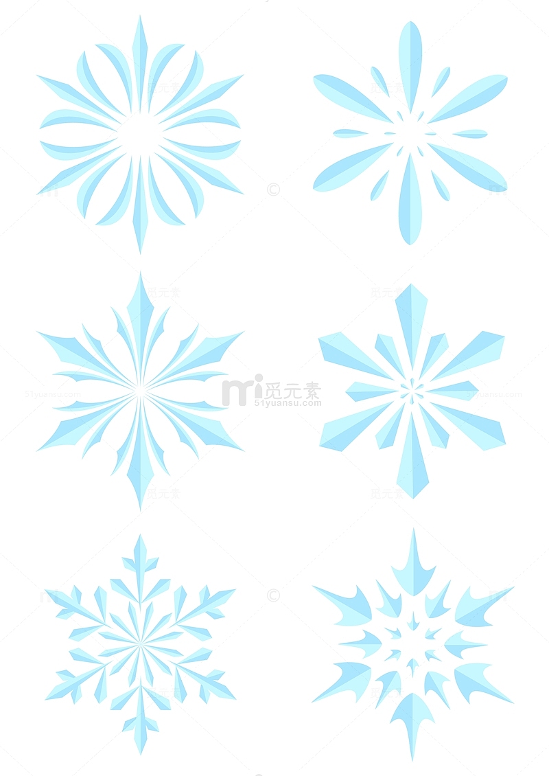 冬季蓝色冰晶雪花装饰矢量图标元素