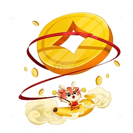 龙年卡通龙财神招财进宝创意插画元素