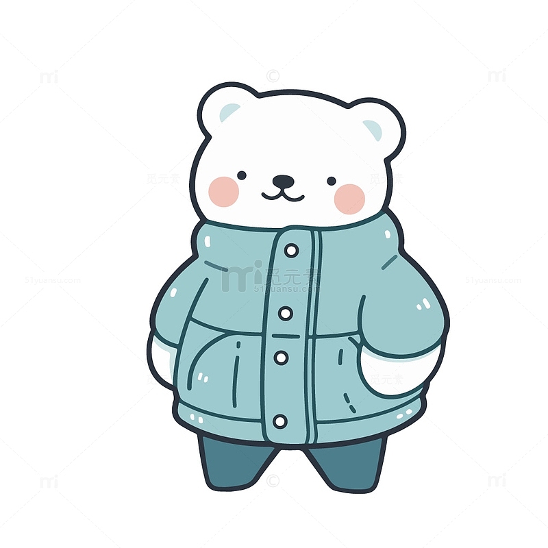 过冬天穿着冬装的小熊