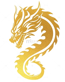 简约抽象金色龙龙年免抠元素
