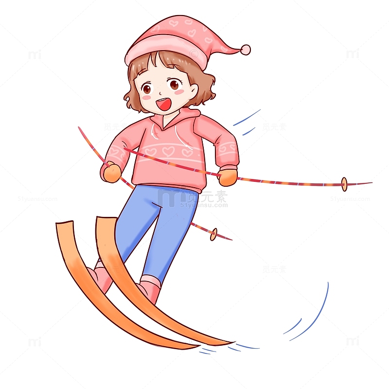 冬天元素快乐滑雪人物