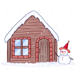 小雪元素雪人雪屋