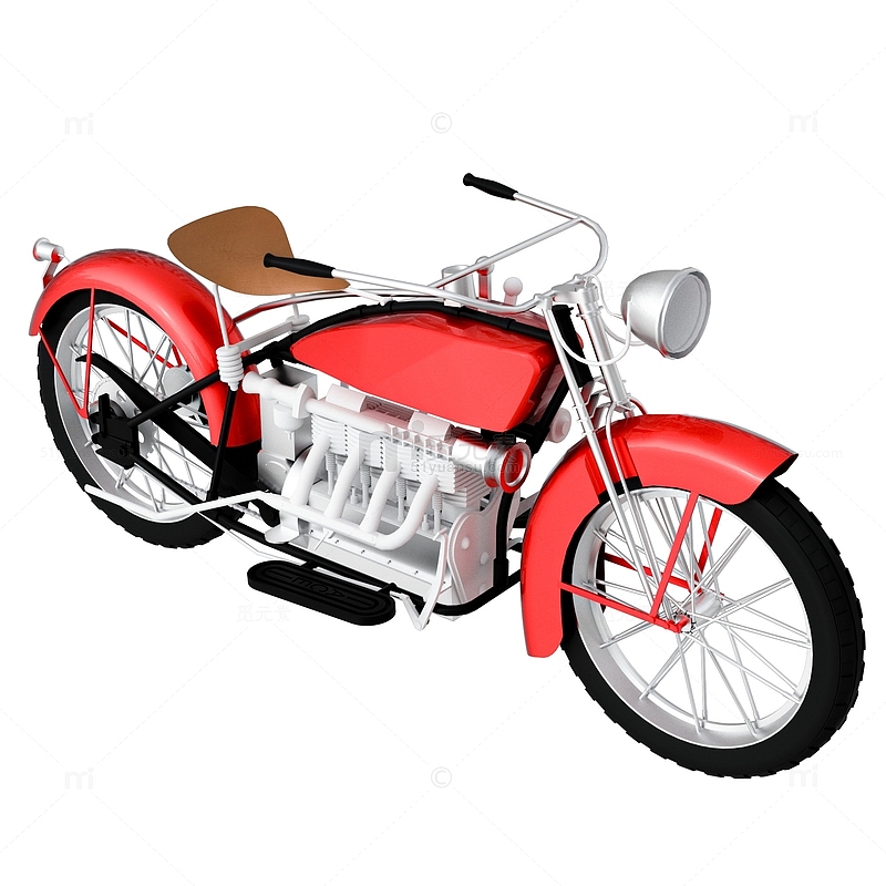 1924复古红色摩托车交通工具